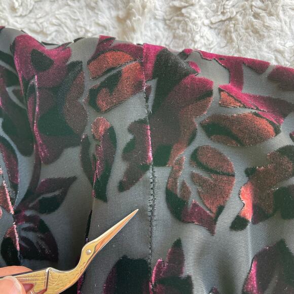 SOLD Jones New York velvet floral burnout maxi dress gown silk cheongsam - Picture 8 of 14